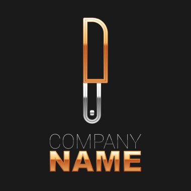 Çizgi Bıçak simgesi siyah arkaplanda izole edildi. Çatal bıçak sembolü. Renkli taslak konsepti. Vektör