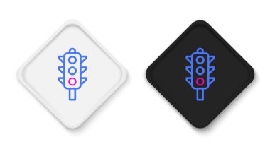 Beyaz arkaplanda çizgi trafik ışığı simgesi izole edildi. Renkli taslak konsepti. Vektör