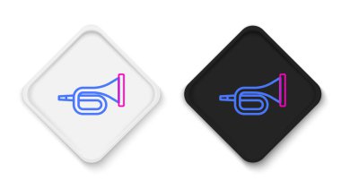 Çizgi müzik aleti trompet ikonu beyaz arka planda izole edildi. Renkli taslak konsepti. Vektör