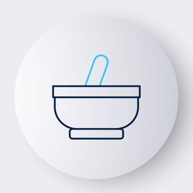 Havan topu ve tokmak simgesi beyaz arkaplanda izole edildi. Renkli taslak konsepti. Vektör