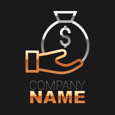 Hat Para Çantası simgesi siyah arkaplanda izole edildi. Dolar ya da USD sembolü. Nakit bankacılık tabelası. Renkli taslak konsepti. Vektör