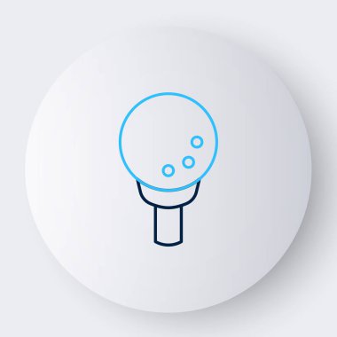 Tee ikonundaki çizgi golf topu beyaz arka planda izole edildi. Renkli taslak konsepti. Vektör