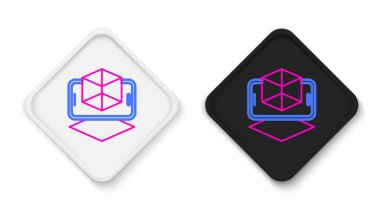 Satır 3d modelleme simgesi beyaz arkaplanda izole edildi. Artırılmış gerçeklik mi yoksa sanal gerçeklik mi? Renkli taslak konsepti. Vektör