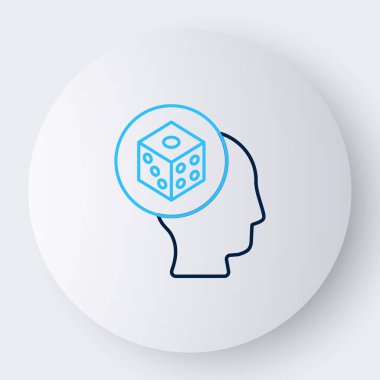 Çizgi Oyun zar simgesi beyaz arkaplanda izole edildi. Kumarhane kumarı. Renkli taslak konsepti. Vektör