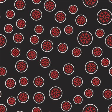 Çizgi Kar Tanesi simgesi siyah arkaplanda izole edilmiş. Mutlu Noeller ve mutlu yıllar. Vektör