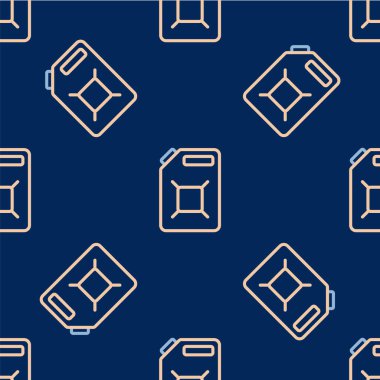 Line Canister for gasoline icon isolated seamless pattern on blue background. Diesel gas icon. Vector