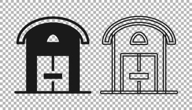 Siyah Çiftlik Evi simgesi şeffaf arkaplanda izole edildi. Vektör