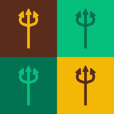 Pop art Trident devil icon isolated on color background. Happy Halloween party. Vector