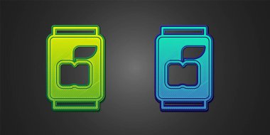 Green and blue Soda can icon isolated on black background. Vector