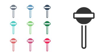 Siyah lolipop simgesi beyaz arkaplanda izole edilmiş. Yemek, lezzetli bir sembol. Simgeleri renklendirin. Vektör