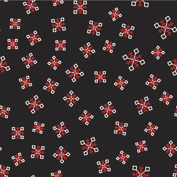 Line Snowflake icon isolated seamless pattern on black background. Merry Christmas and Happy New Year. Vector — Vetor de Stock