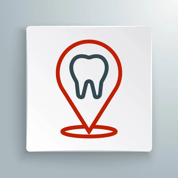 Linha Ícone de localização clínica dentária isolado no fundo branco. Conceito de esboço colorido. Vetor — Vetor de Stock