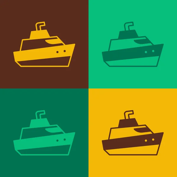 Pop art Speedboat icon isolated on color background. Vector — Stock Vector