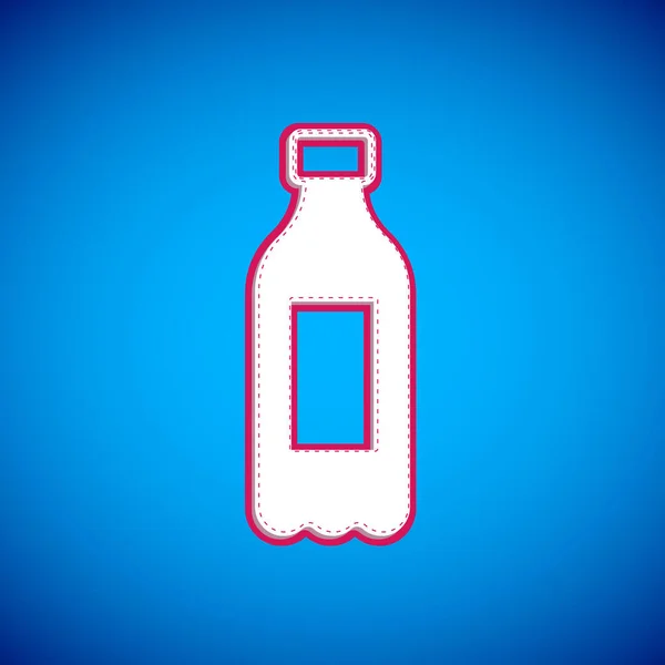 Botella blanca icono de agua aislado sobre fondo azul. Signo de bebida de soda aqua. Vector — Archivo Imágenes Vectoriales