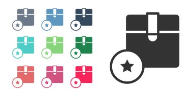 Beyaz arkaplanda siyah karton kutu simgesi izole edildi. Kutu, paket, paket işareti. Teslimat ve ambalaj. Simgeleri renklendirin. Vektör