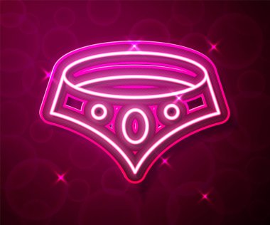 Parlayan neon hattı kolye simgesi kırmızı arkaplanda izole edildi. Vektör