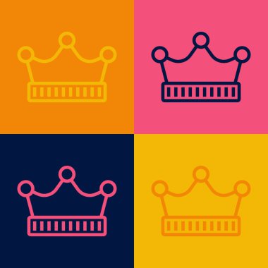 Pop Art Line King Crown simgesi renk arkaplanında izole edildi. Vektör