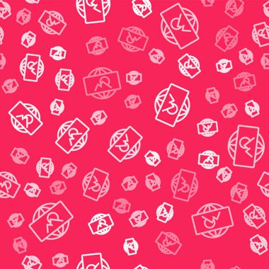 White line Wide angle picture icon isolated seamless pattern on red background. Panorama view. Vector