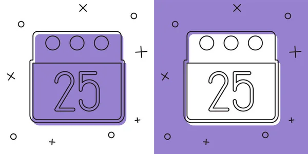 Set Christmas day calendar icon isolated on white and purple background. Event reminder symbol. Merry Christmas and Happy New Year. Vector — Stockvektor