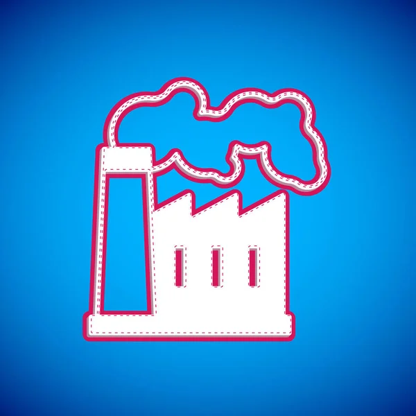 White Oil and gas industrial factory building icon isolated on blue background. Vector — стоковый вектор