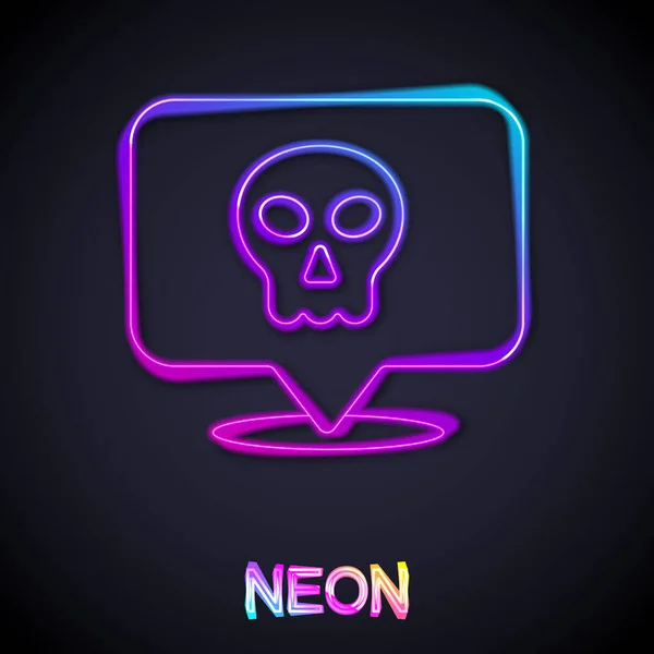 Glödande neon line Skull ikon isolerad på svart bakgrund. Glad halloweenfest. Vektor — Stock vektor