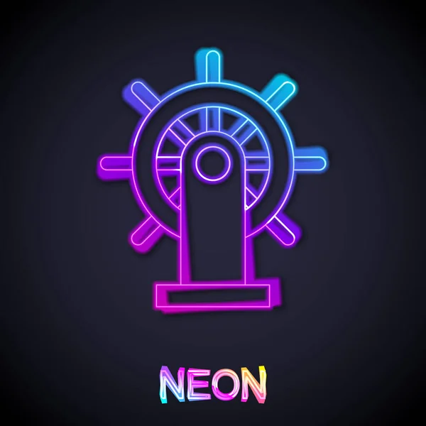 Linea neon incandescente icona volante Nave isolata su sfondo nero. Vettore — Vettoriale Stock