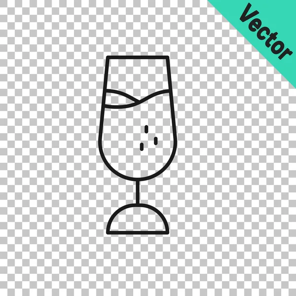 Icono de copa de vino de línea negra aislado sobre fondo transparente. Signo de copa de vino. Vector — Vector de stock