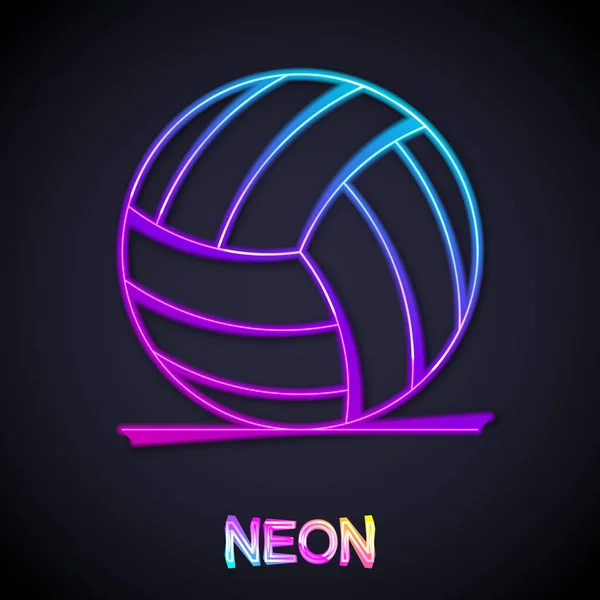 Glowing neon line Volleyball ball icon isolated on black background. Sport equipment. Vector — Stock Vector