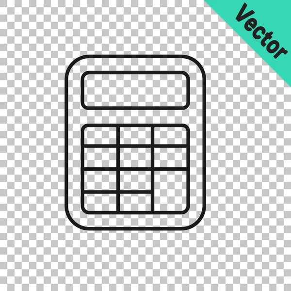 Icono de la calculadora de línea negra aislado sobre fondo transparente. Símbolo contable. Cálculos de negocio matemáticas educación y finanzas. Vector — Vector de stock