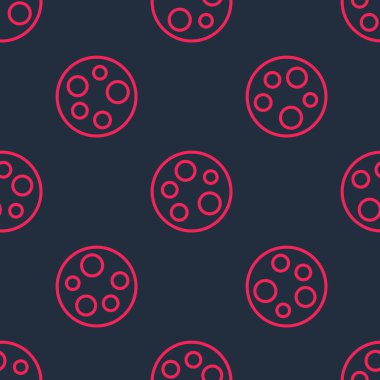 Kırmızı çizgi Ay simgesi siyah arkaplanda kusursuz desen izole etti. Vektör