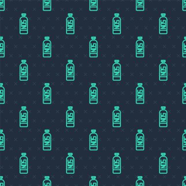 Green line Nitrous oxide icon isolated seamless pattern on blue background. Vector