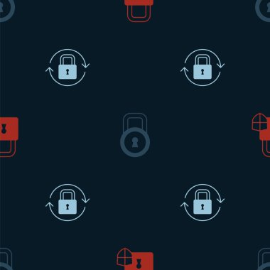 Kalkan güvenliğini kilitle, kilitle ve kusursuz desen oluştur. Vektör