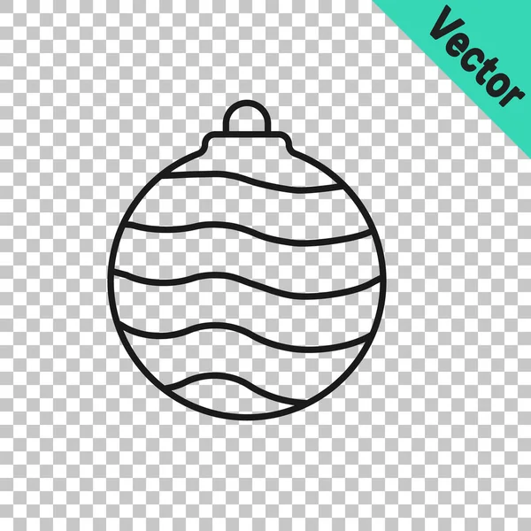 Black line Christmas ball icon isolated on transparent background. Merry Christmas and Happy New Year. Vector — Stock Vector