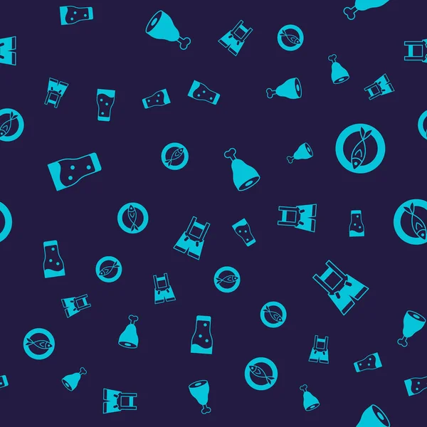 Bir bardak bira, kurutulmuş balık, tavuk budu ve Lederhosen. Vektör