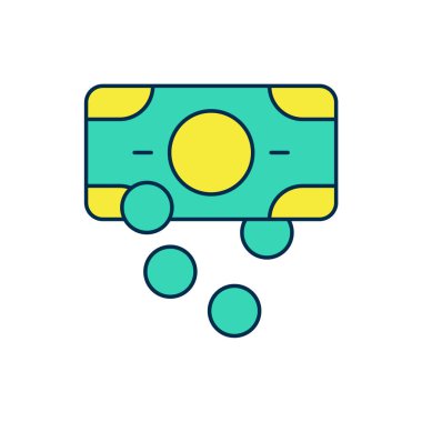 Doldurulmuş kağıt yığınları para para ikonu beyaz arka planda izole. Para desteleri. Para birimi. Vektör