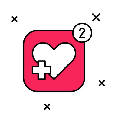 Filled outline Smartphone with heart rate monitor function icon isolated on white background. Vector.