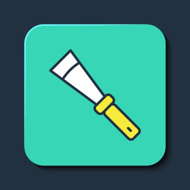 Filled outline Beekeeping uncapping knife icon isolated on blue background. Tool of the beekeeper. Turquoise square button. Vector.