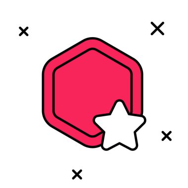 Doldurulmuş ana hatlı bal peteği simgesi beyaz arkaplanda izole edildi. Bal hücrelerinin sembolü. Tatlı doğal yemek. Vektör.