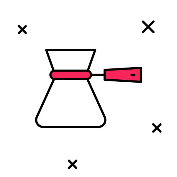 Fylld Kontur Kaffe Turk Ikon Isolerad Vit Bakgrund Kaffe Cezve — Stock vektor