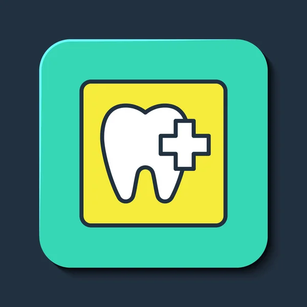 Esquema Rellenado Icono Ubicación Clínica Dental Aislado Sobre Fondo Azul — Vector de stock