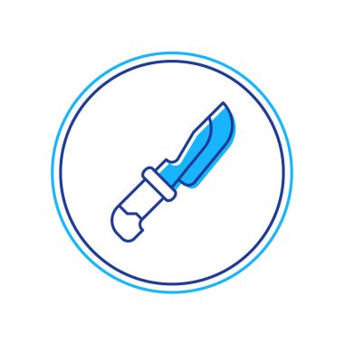 Doldurulmuş ana hatlı bıçak simgesi beyaz arkaplanda izole edildi. Çatal bıçak sembolü. Vektör.