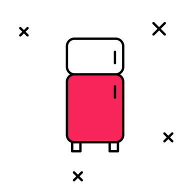 Doldurulmuş Buzdolabı simgesi beyaz arkaplanda izole edildi. Buzdolabı buzdolabı. Ev aletleri ve aletler. Vektör.