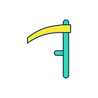 Doldurulmuş Scythe simgesi beyaz arkaplanda izole edildi. Mutlu Cadılar Bayramı Partisi. Vektör.