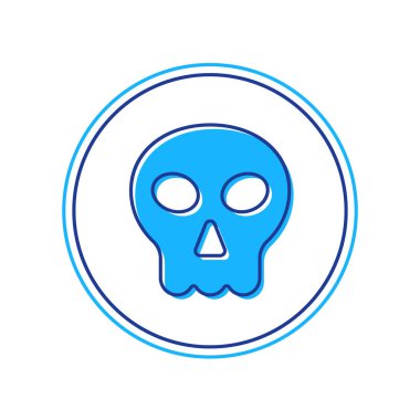 Beyaz arka planda izole edilmiş Skull simgesi dolduruldu. Mutlu Cadılar Bayramı Partisi. Vektör