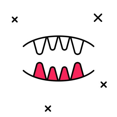 Doldurulmuş vampir dişi simgesi beyaz arka planda izole edilmiş. Mutlu Cadılar Bayramı Partisi. Vektör