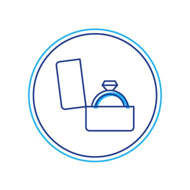 Elmas nişan yüzüğünü beyaz arka planda izole edilmiş bir kutunun içinde doldurdum. Vektör