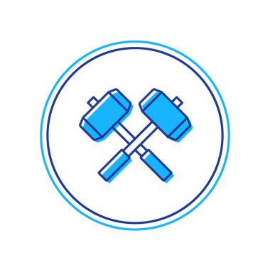 Ortaçağ 'ın ana hatlarıyla dolu beyaz arka planda izole edilmiş savaş çekiçleri simgesi. Vektör