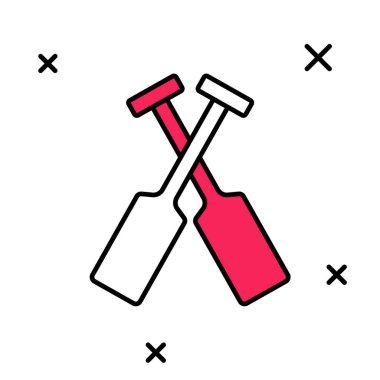 Beyaz arka planda izole edilmiş çizgili çapraz kürek ya da kürek ikonu. Vektör