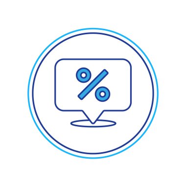 Doldurulmuş İndirim yüzde etiketi simgesi beyaz arkaplanda izole edildi. Etiket alışverişi. Özel teklif işareti. İndirim kuponları sembolü. Vektör