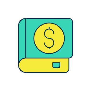 Doldurulmuş Finansal Kitap simgesi beyaz arka planda izole edildi. Vektör